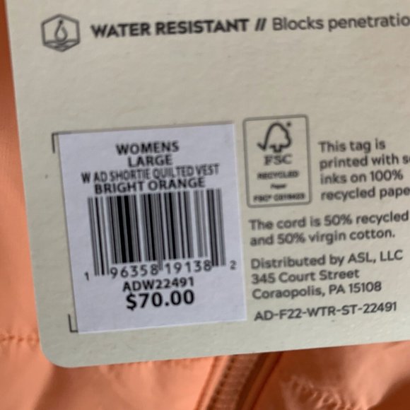 Alpine Design Puffer Vest Jacket Women's Large Orange Shortie Quilted 7173 - Picture 3 of 8